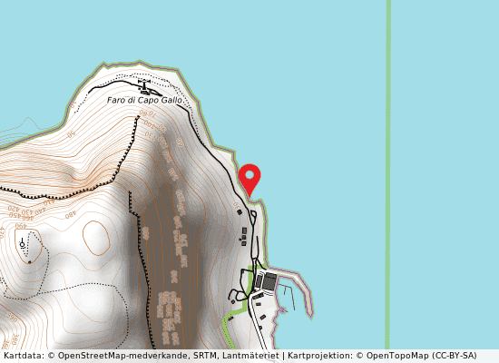 Capo gallo 500 mt. est dal faro på kartan