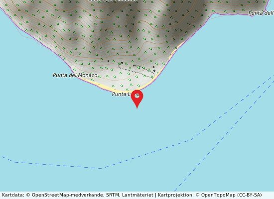 Stromboli punta lena på kartan